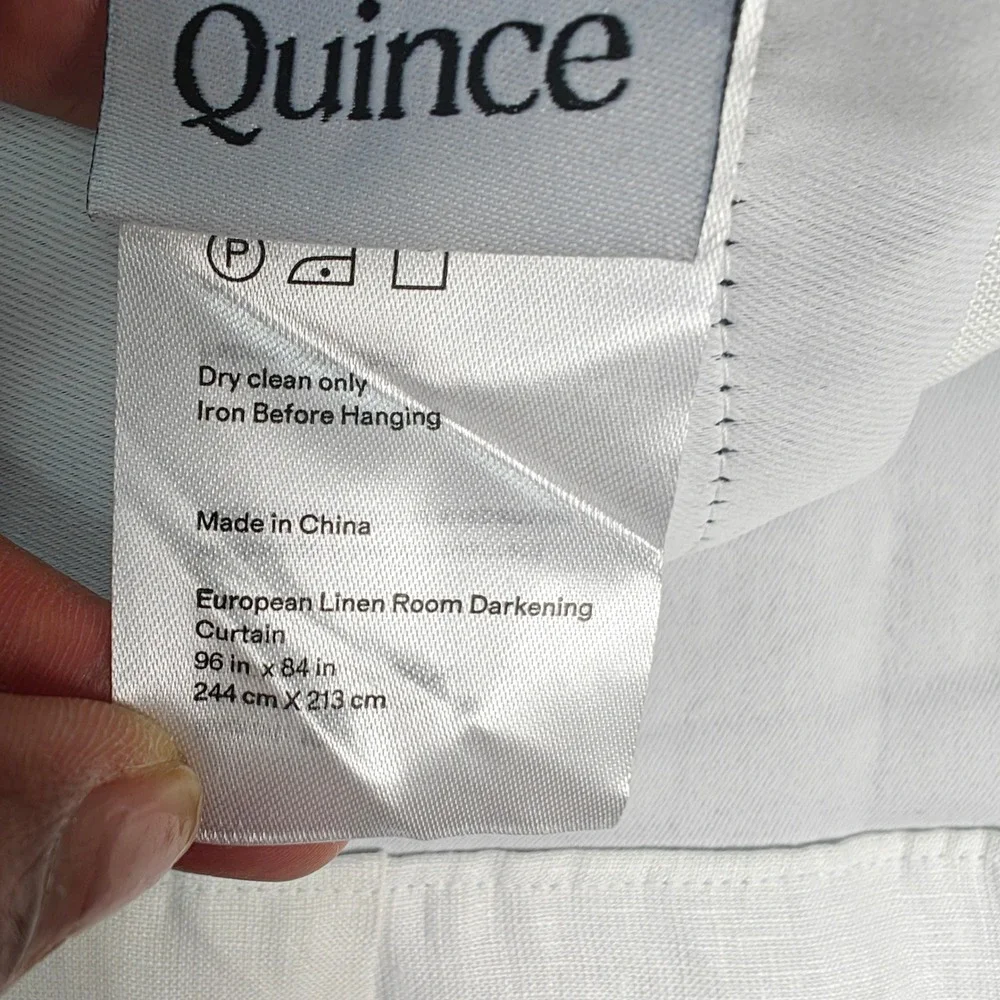 Quince European Linen Room Darkening Curtain ivory 96 x 84 Back Tab LB119930